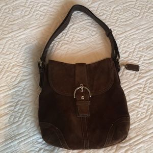 Coach Chocolate Brown Suede Shoulder Bag
